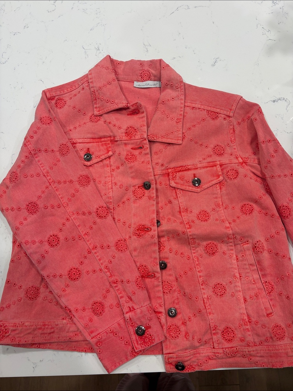 Coral Embroidered Denim Jacket - Women's